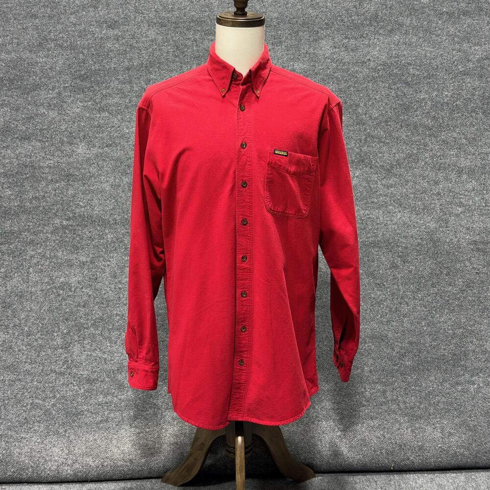 Woolrich Shirt Mens Large Red Button Down Flannel Long Sleeve Cotton Casual